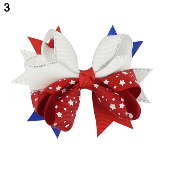 Kids Star Stripe US Flag Bowknot Hairpin Hair Clip Independence Day Party Prop
