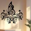 1pc Minimalist Metal Butterfly Floral Swirl Wall Art, Outdoor Garden Decor, Rust-Resistant Gift for Butterfly Lovers