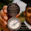 Personalized Brass Pocket Compass Gift for Son Grandson Graduation Keepsake