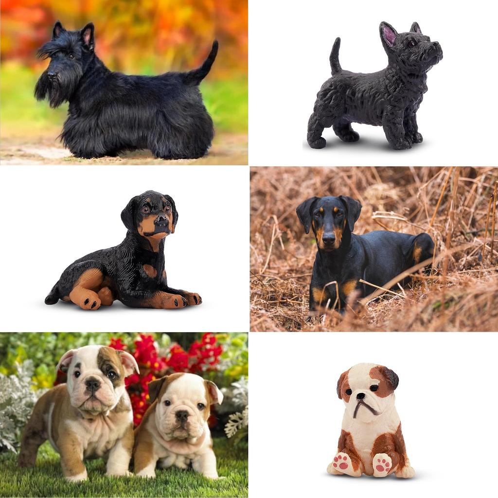 EYSCOTA 12 Pezzi Statuine Cane, Statuine Realistiche Cucciolo di Plastica, Animali Giocattolo Cane Piccolo Emulativo Dipinti a Mano, Decorazioni per Torta Cane Uova di Pasqua