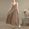 Sleeveless Strap Cotton Vintage Floral New in Dresses For Women Casual Loose Long Summer Dress Elegant Clothing