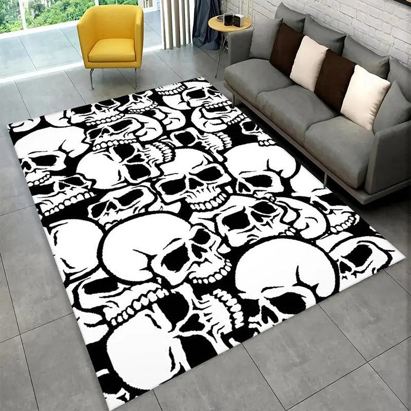 Horror Skull Dark Gothic Witchcraft Style Area Rug Subculture Decorative Carpet Doormat Living Room Bedroom Sofa Area Playroom
