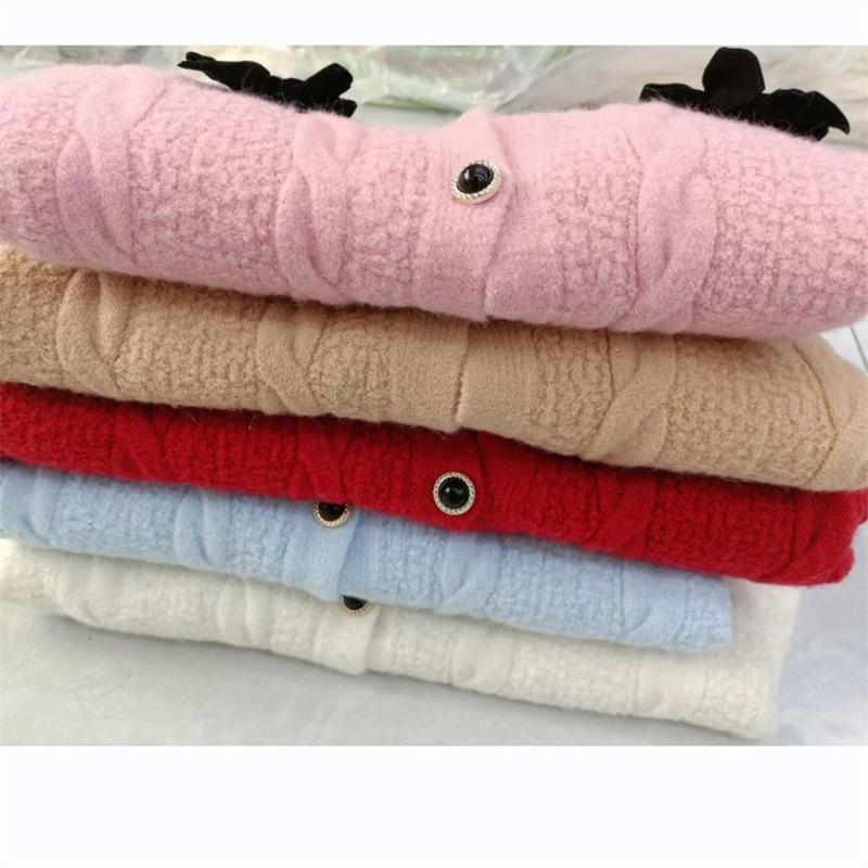 

Кардиган вязаный однотонный из яркого шелка с бантом, женский, осенний, новый, верхняя одежда, куртка-свитер с косами average size хаки