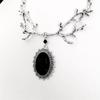 Fashion Gothic Silver Color Tree Branch Oval Lacework Black Imitation Gemstone Pendant Necklace for Women Men Halloween Jewelry
