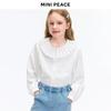 MINIPEACE Girls' White Pleated Collar Long-Sleeve Shirt