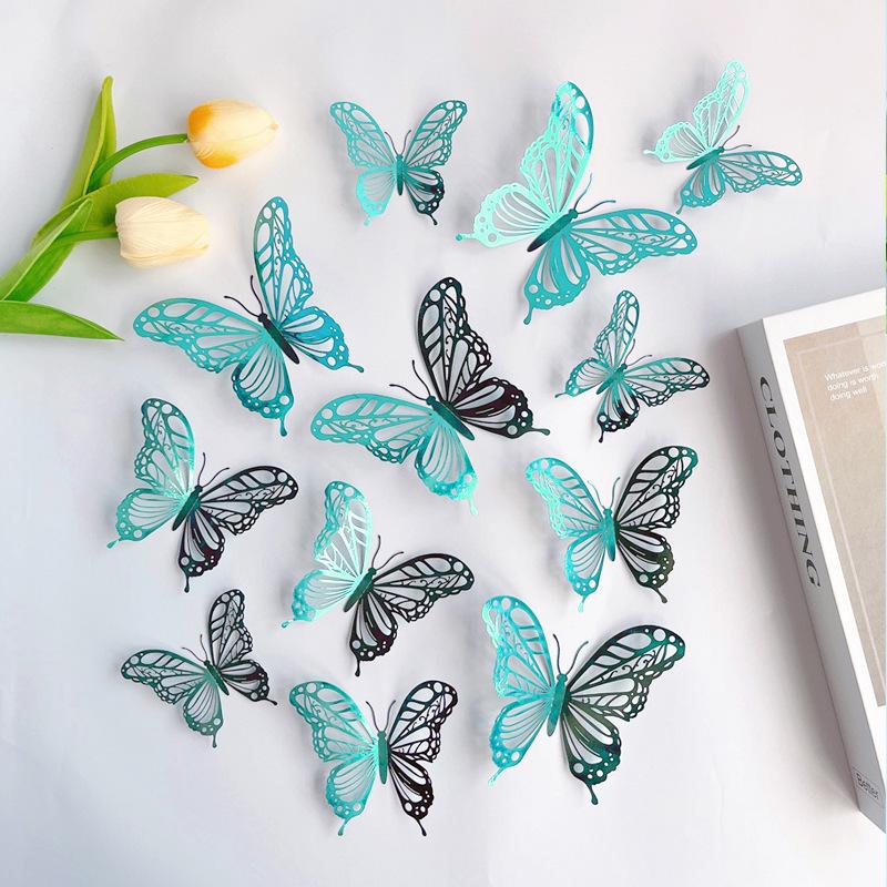 12pcs 3D Butterfly Wall Decor 3 Sizes, Butterfly Decorations for Butterfly Birthday Party Cake Room Decorations