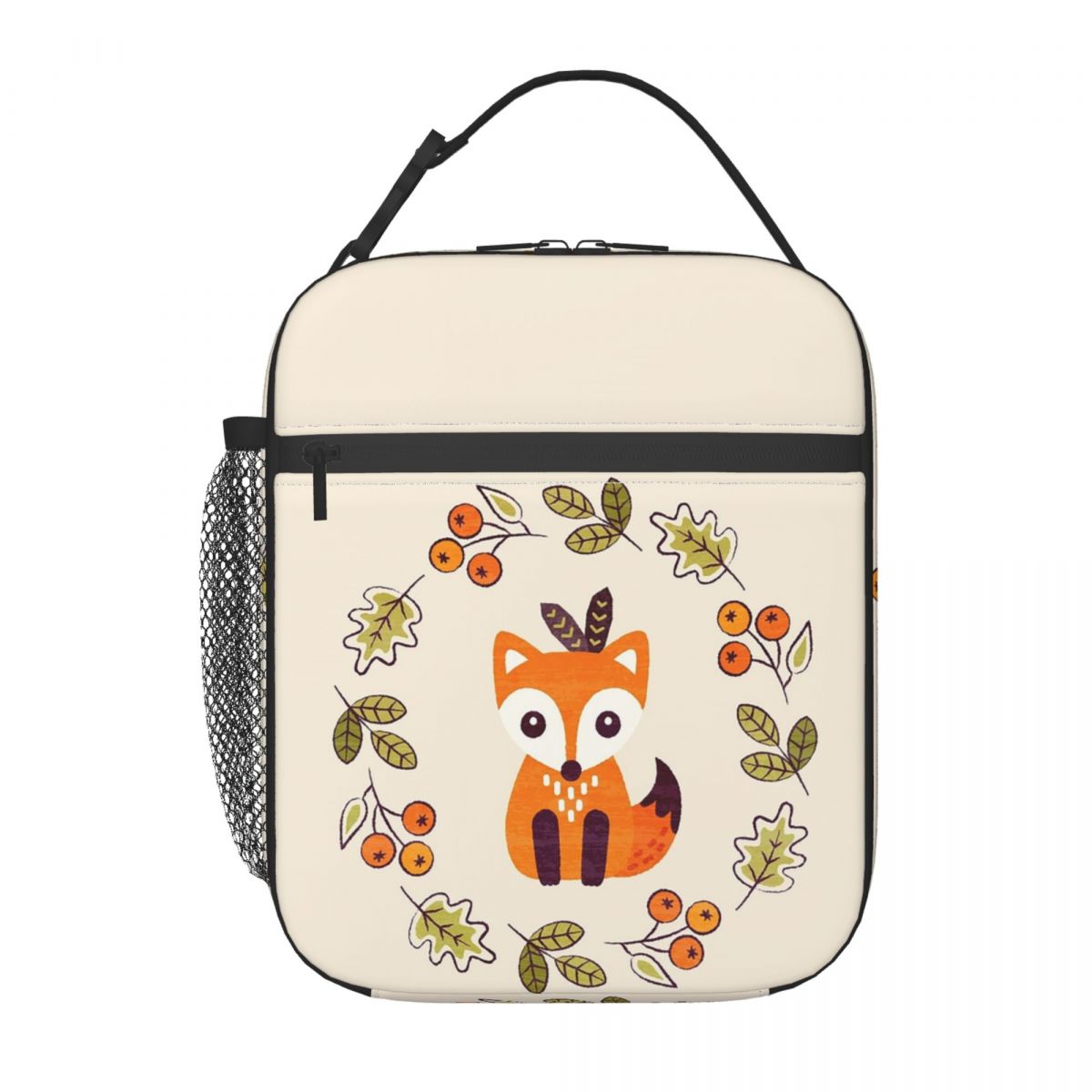 Little Fox With Autumn Berries Insulated Lunch Bag for Women Children Leakproof Food Boxes Thermal Lunch Box Tote One Size