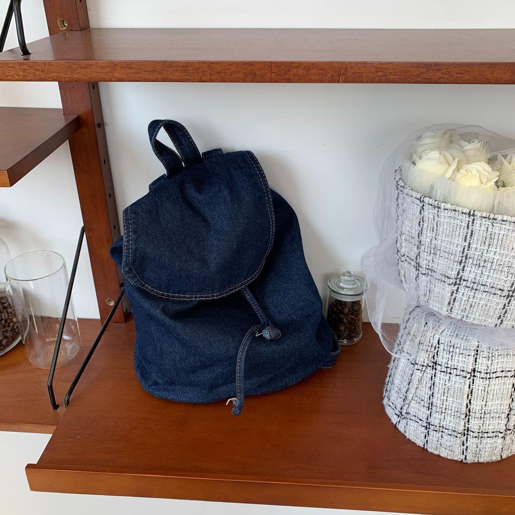 Canvas Bag, Women's Bucket Backpack, Casual and Simple Student Backpack, Washing Water, Retro Flip Cover, Drawstring, Large Capacity Backpack