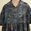 DIMANAF New 2026 Women Plus Size Summer Maxi Long Dress Cotton Hooded Loose Oversize Casual Lady Vintage Print Beach Sundress