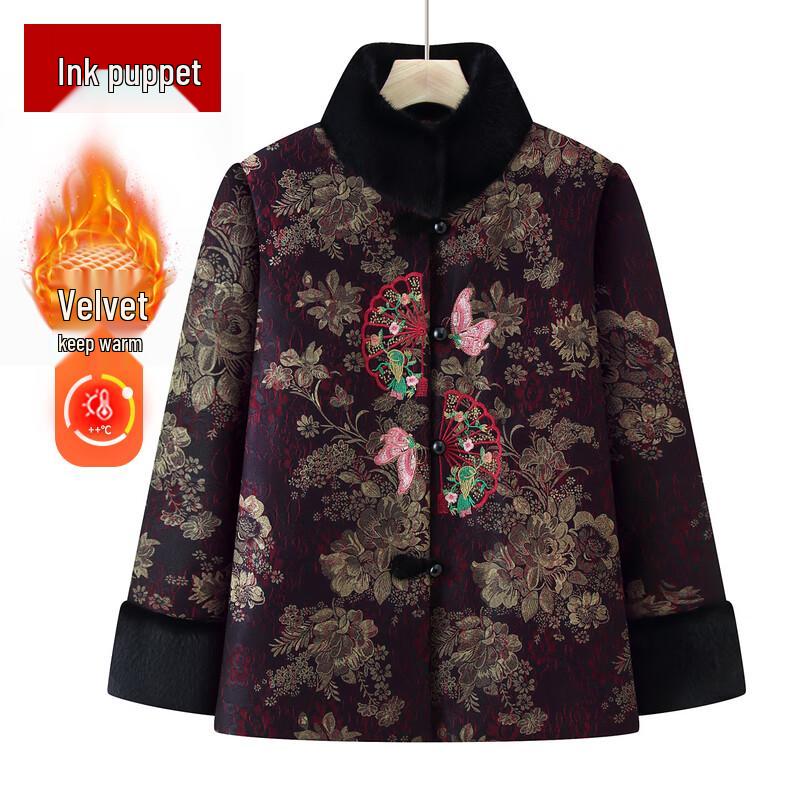 Пожилая женская зимняя куртка тан-костюма с плюшевой подкладкой 2XL