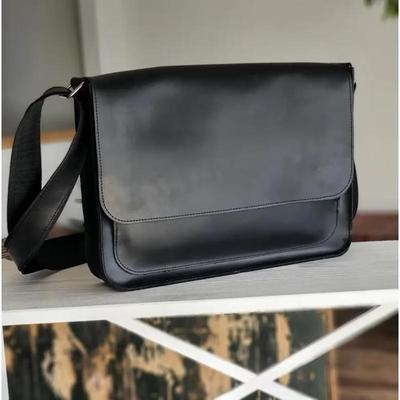 New Personalized Black Leather Messenger Bag | Handcrafted Men’s Leather Bag | Elegant Business Laptop Case | Cozy Business Case | Leather Case