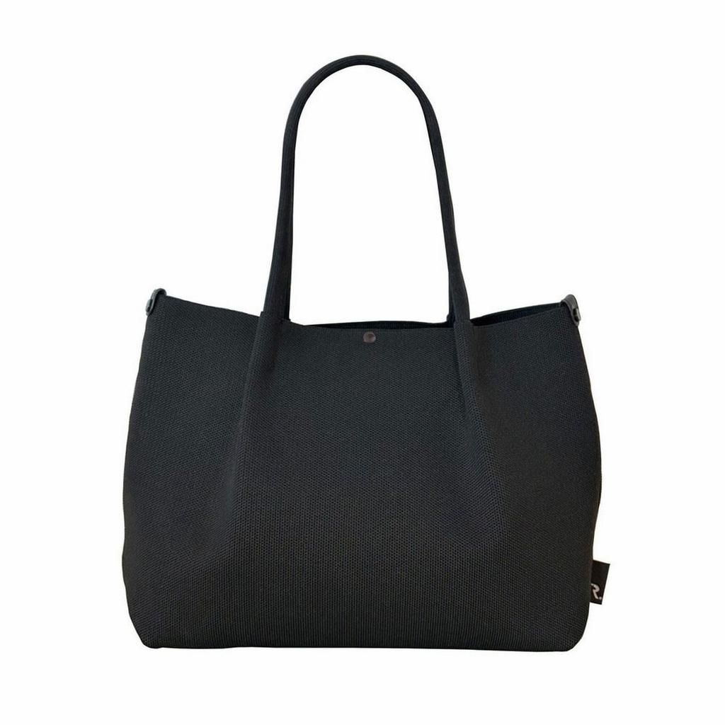 Deli Beautiful Plain Horizontal Knit Washable Small Tote Bag 1074 01 Black [Rootote] LT.Deli.Reful-B Women's