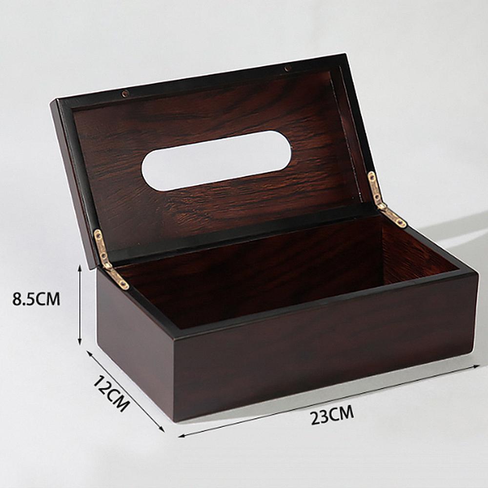 Walnut Color Wooden Tissue Paper Dispenser, Home Daily Use Desk Wood Napkin Paper Storage Case