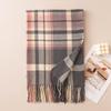 Womens Plaid Scarf Winter Thick Warm Knitted Shawl