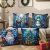 New Christmas Pillowcase Snowman Print Pillowcase Blue Glass Christmas Decoration Pillowcase
