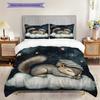 Squirrel Pattern Bedding Quilt Set Quilt Cover Pillowcase Home Decoration Birthday Gift (1 * Duvet Cover + 2 * Pillowcase, Without Core)