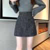Elegant Autumn & Winter Tweed Petite High-Waisted A-Line Skirt - Lurex Fragrance Style, Hip-Hugging & Anti-Exposure Design