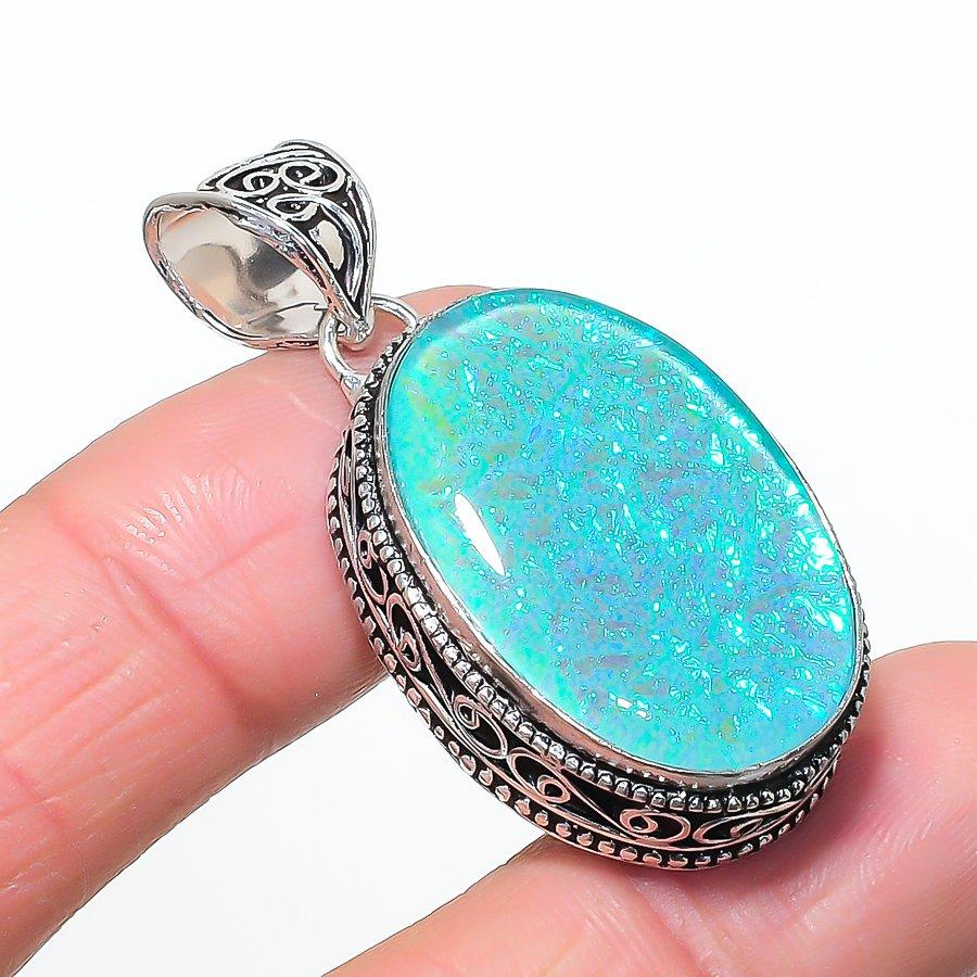 Natural Blue Triplet Opal 925 Sterling Silver Jewelry Pendant 1.85 AP-14588