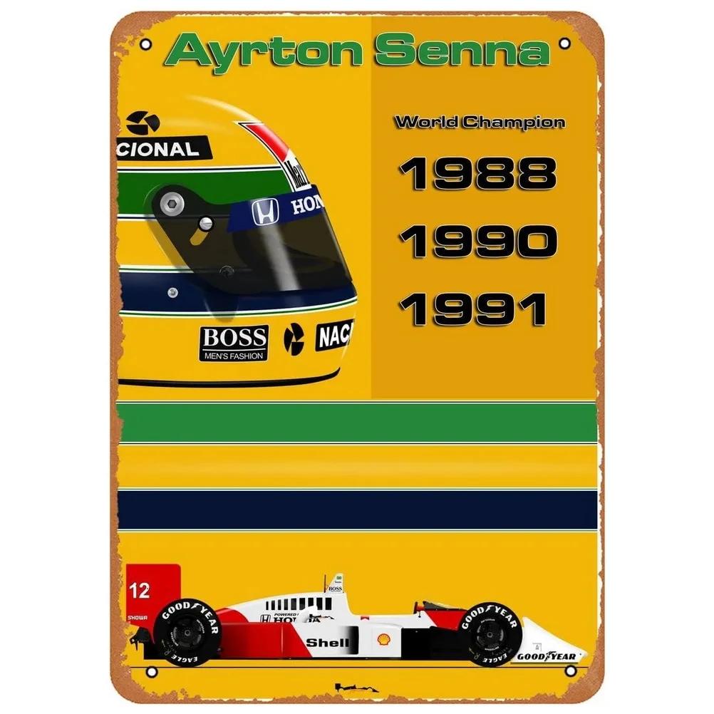 Cars Racing Metal Tin Signs Vintage Senna Mille Miglia Le Mans 1966 Auto Wall Art Posters for Man Cave Cafe Bars Pubs Decorat