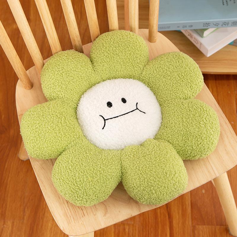 Sunflower Smiley Face Throw Pillow Flower Seat Cushion Sofa Bedroom Bay Window Cushion Office Cartoon Waist Pillow Plush Backrest
