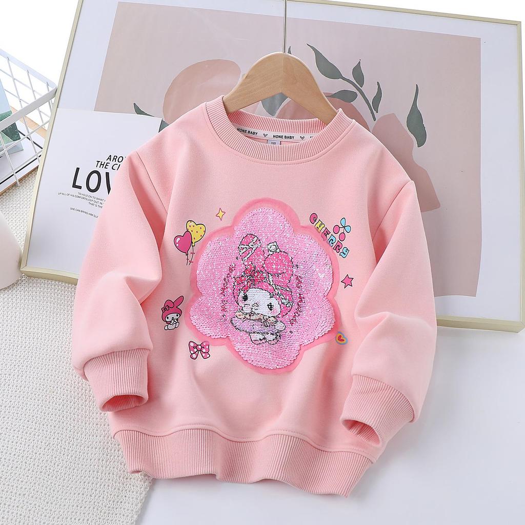 My Melody & Kuromi Farbwechselndes Pailletten-Sweatshirt für Mädchen - Frühling/Herbst 2025 Edition