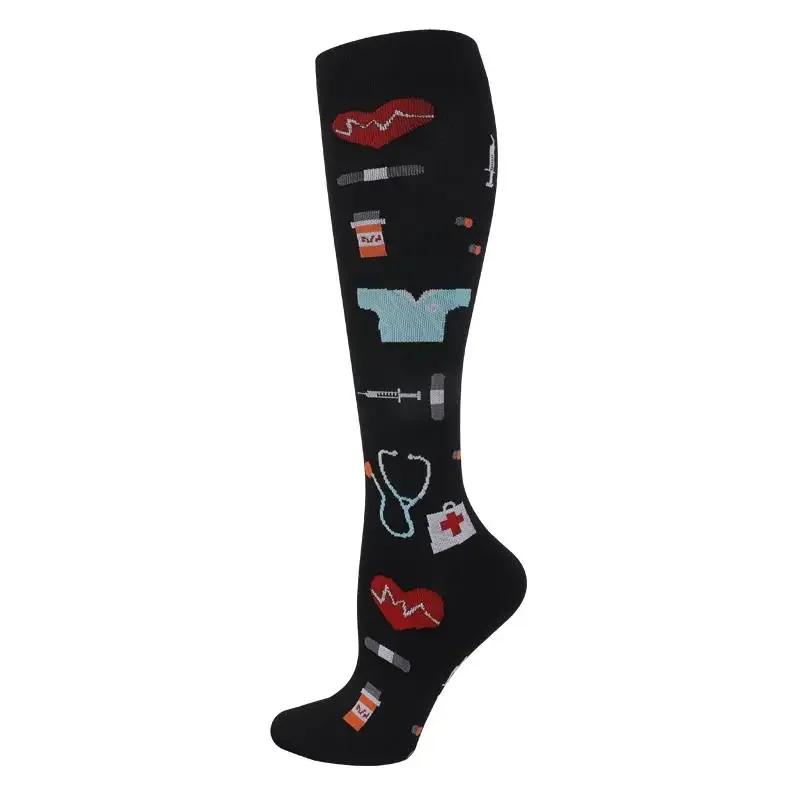 1Pair Snug Support Stockings For Compression Wear Cooling Running Cycling Pressure Soccer Adult Sock Korean Edition Network Pressure Socks
