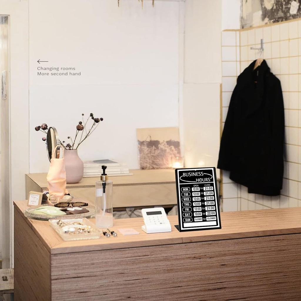 Opening Hours Sign,Business Hours Indicator,Store Hours Plaque,Hours of Operation Door Supplies for Business, Changeable Store Time Mark with