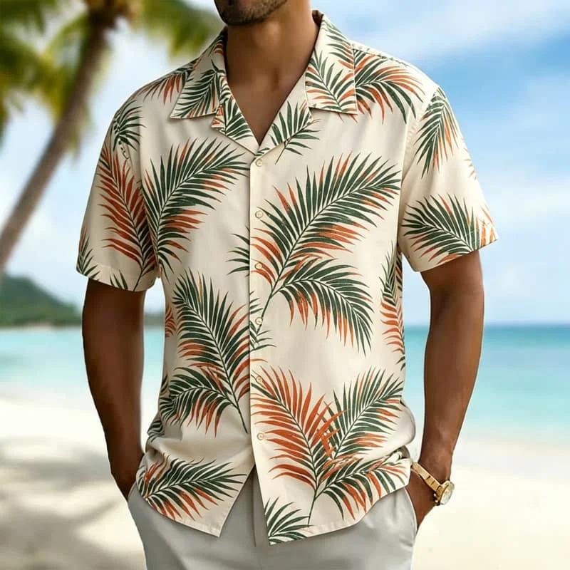 Hawaiian Floral Short-Sleeve Shirt, Ideal for Summer Beach