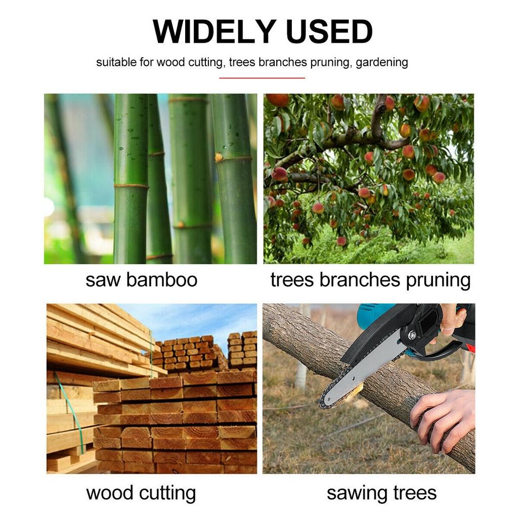 8Inches 388VF Brushless Mini Electric Chain Saw Variable Speed Rechargeable Woodworking Tools With 2Battery 3000W