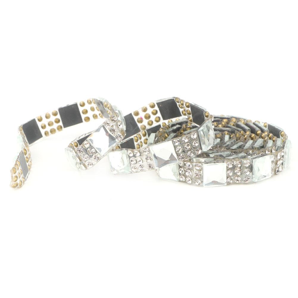 5 yard Hotfix Clear Crystal Glass Rhinestone Fabric Chain Trim DIY Applique (8mm White)