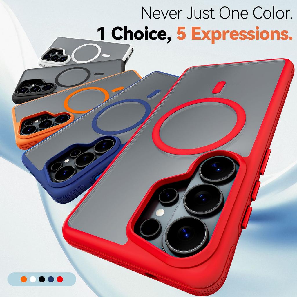 case for Samsung S26 plus ultra Matte skin texture semi transparent Magnetic protective cover Wireless Charging Anti-Fingerprint