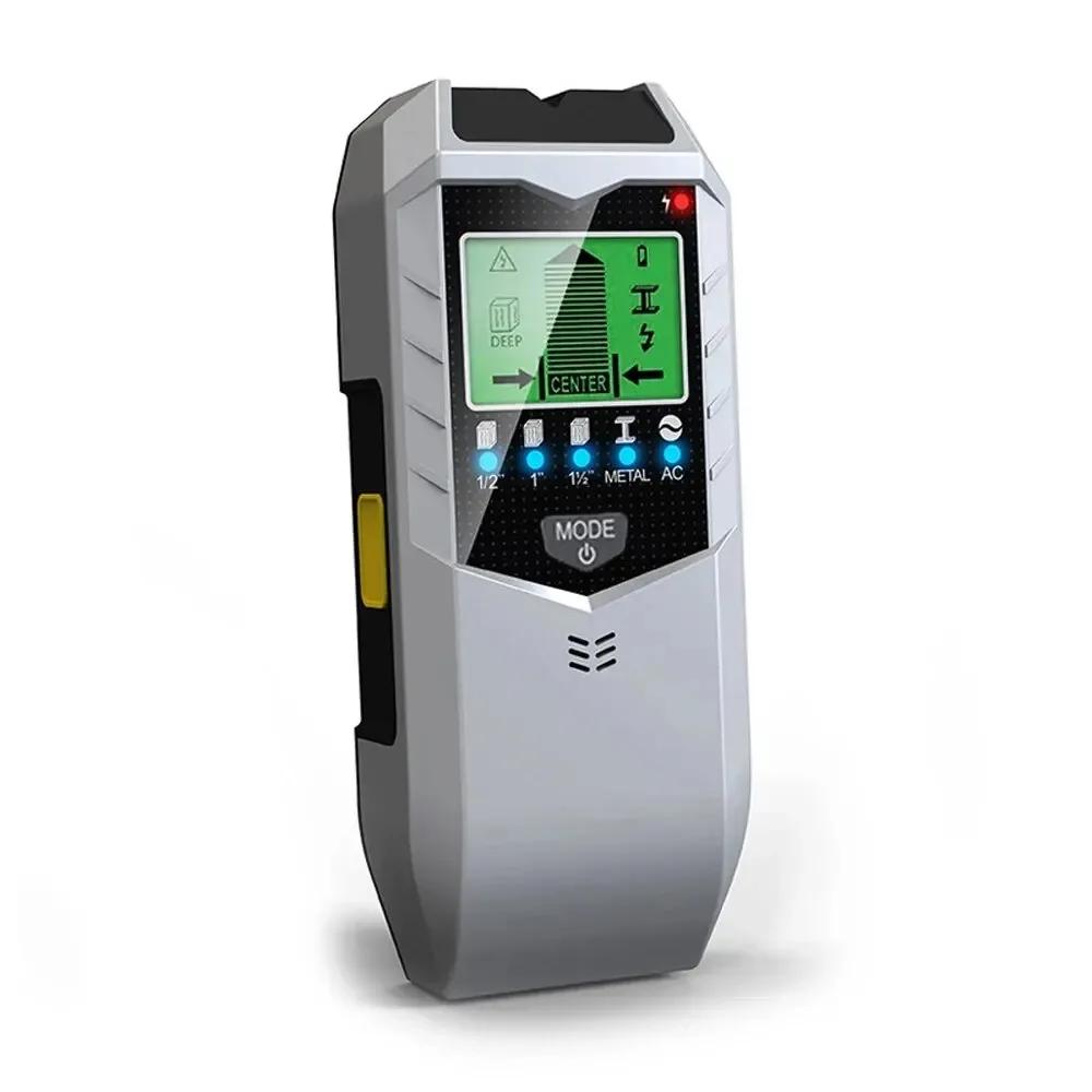 

SH402 5 в 1 Датчик обнаружения стоек стены Сканер стены Край Центр Дерево Ток Металл Переменный ток Обнаружение проводов под напряжением ЖК-электронный детектор серый