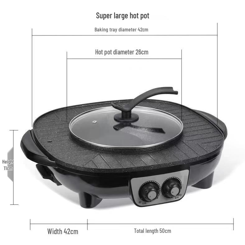 Korejský nepřilnavý elektrický multifunkční horký hrnec a grilovací pánev v jednom