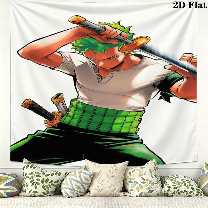 One Piece Roronoa Zoro Wall Tapestry Aesthetic Wall Hanging Printed Fabric Blanket Decorative Tapestries For Bedroom Living Room Home Decor