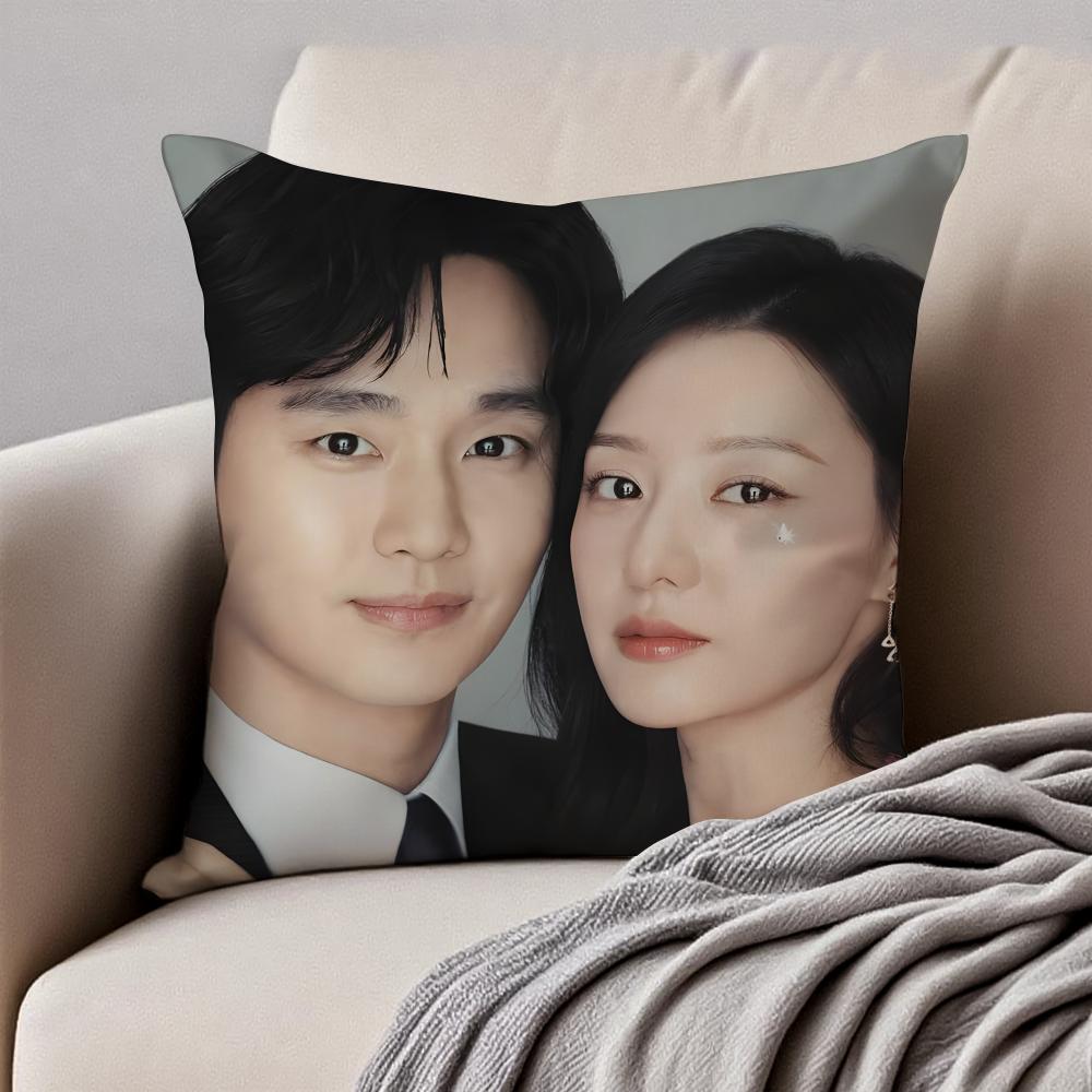 Korean Drama QQueen of Tears Cushion Cover Pillowcase Antidustmite Invisible Zipper Short Plush Sofa Cushion 30X30cm