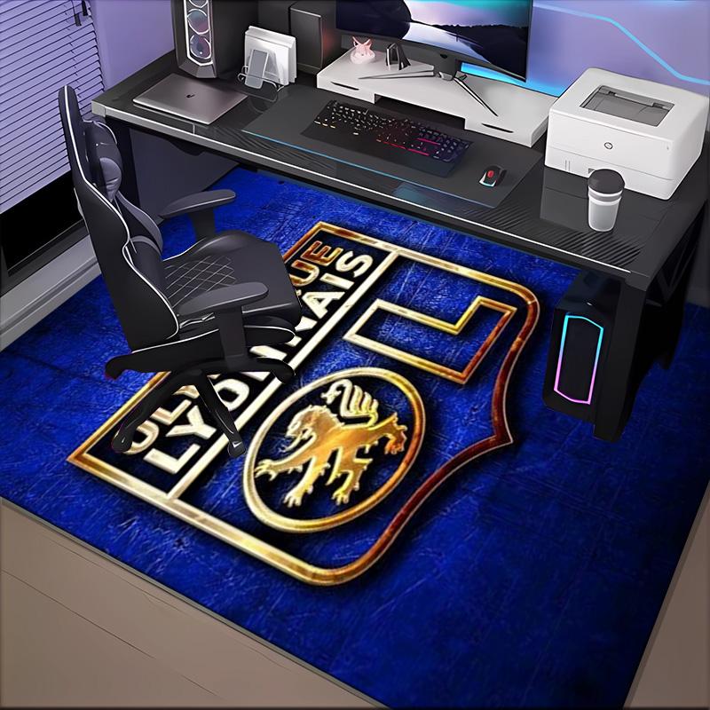 Lyon Football Crest Printed Office Carpet Chair Cushion Entryway Rug, Rugs for Living Room, Bedroom Christmas gifts