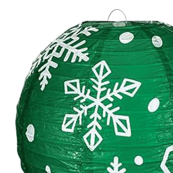 Snowflake Paper Lantern Red Green Christmas Hanging Round Lantern Decoration for Indoor Outdoor Decor Holiday Party Supplies