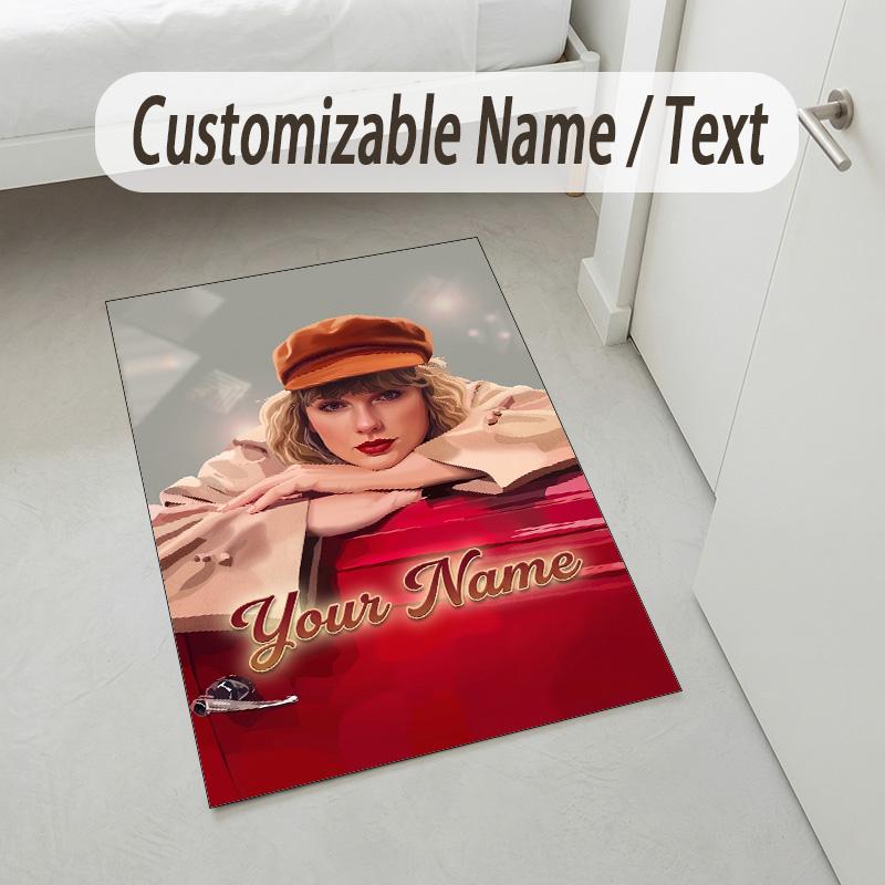 Personalized Crystal Velvet Carpet,Taylor Swift Custom Printed Name, Plush Area Rug For Home Indoor Decor