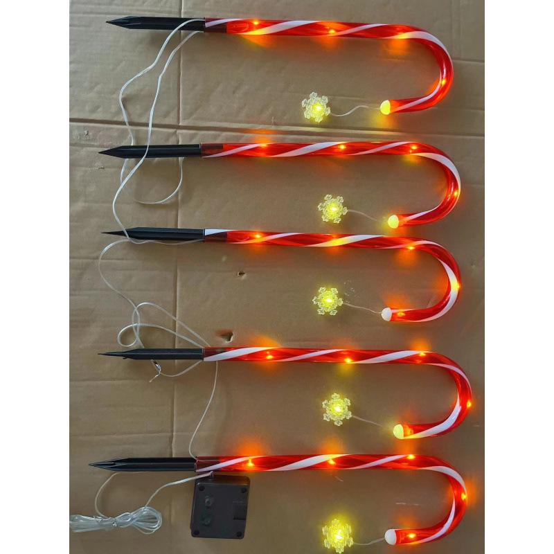 Cross-Border Solar Candy Cane String Lights: Festive Ground Plug Lights for Christmas Lawn and Courtyard Décor