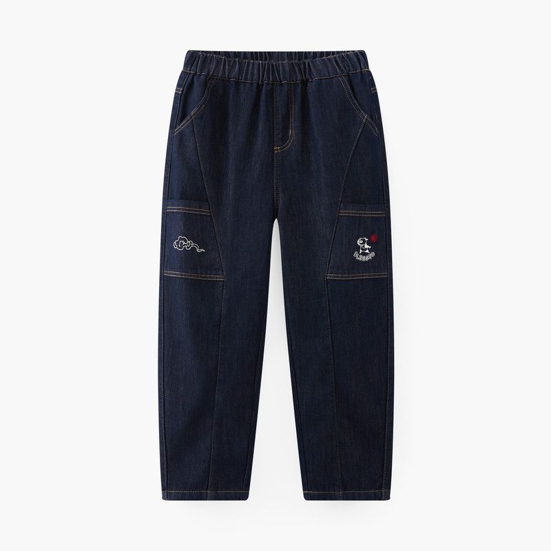 [New Year Series] Mqd Children s Clothing Boys  Fleece-Lined Jeans 25 Winter New Style Children s Warm Casual Pants Raw Denim 150