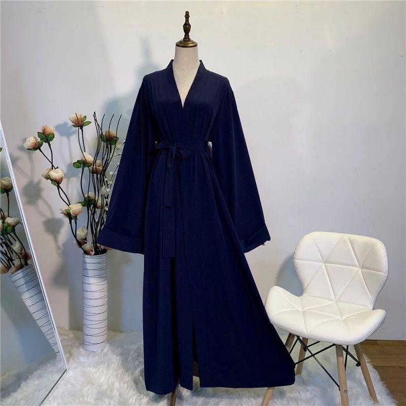 2020 New Lace-up plus Size Solid Color Cardigan Robe Dress