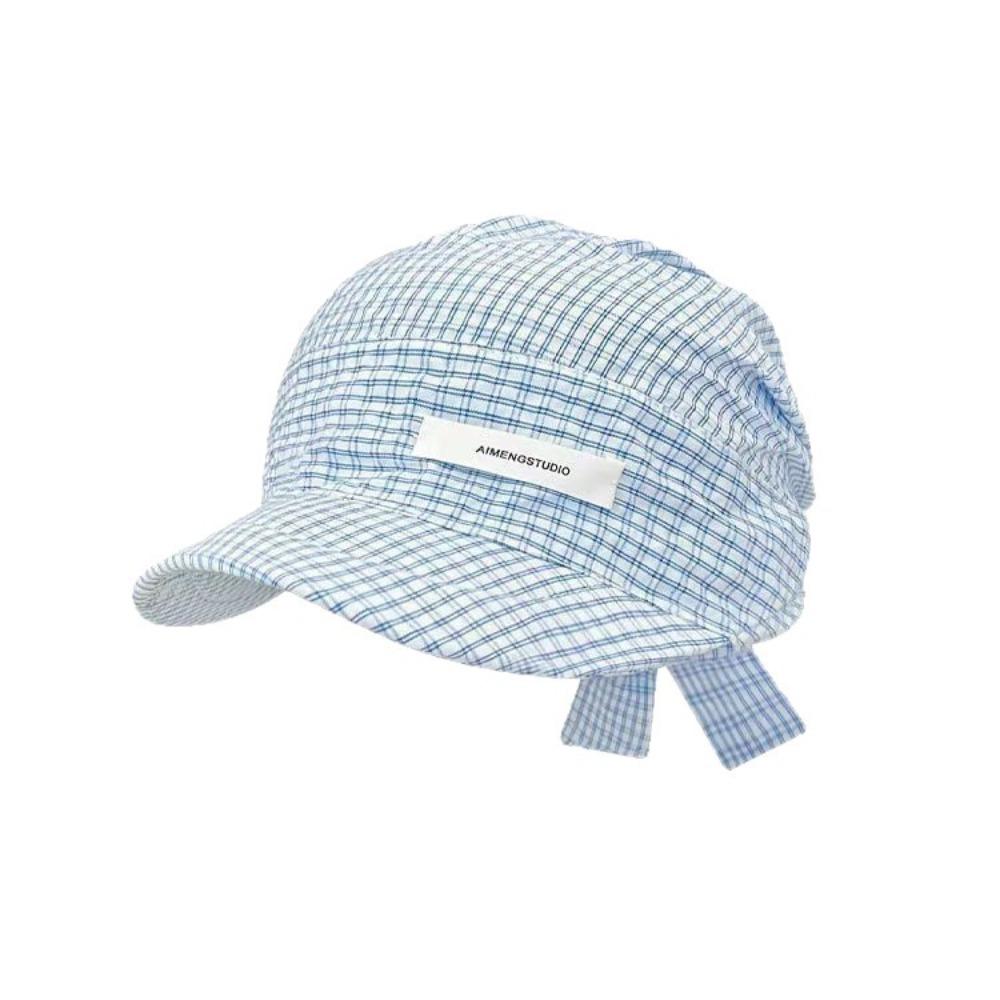 Plaid Headscarf Baseball Hat Lace Strappy Bandana Cap Casual Sunscreen Headscarf Hat  Summer