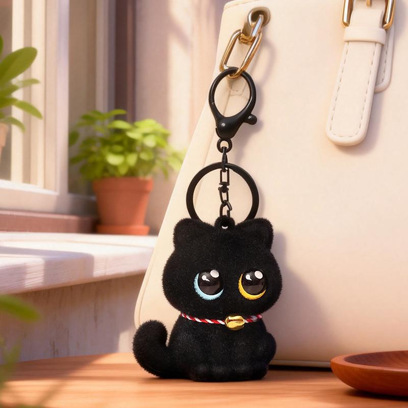 New Cute Cat Keychains Black Cats Keychains For Bag Halloween Party Favors Gifts Kawaii Keyrings Bag Charm Halloween Decor