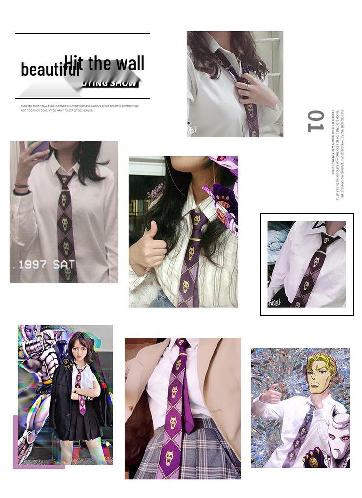 JoJo's Bizarre Adventure Yoshikage Kira Black Skull Easy Zip Tie (Japanese Edition)
