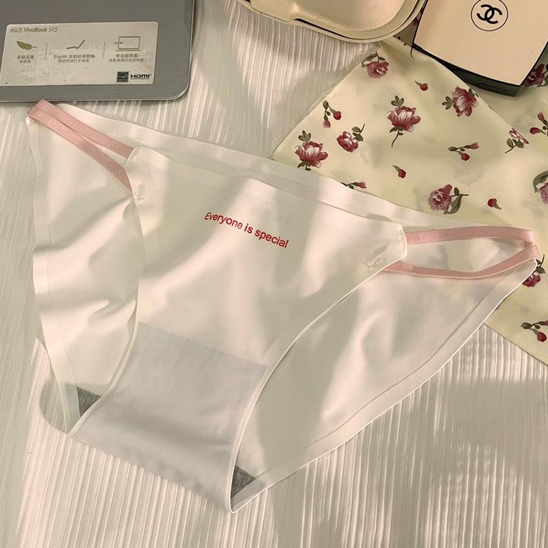 

Цельное бесшовное нижнее белье из ледяного шелка для женщин, сексуальные тонкие трусики с заниженной талией, приятные для кожи, дышащие трусики-треугольники из чистого хлопка для девочек XL белый