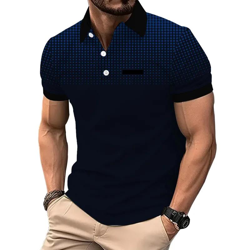 New Summer Men Clothes Short Sleeve Fashion Slim Fit 100% Polyester Polo Shirt Men Business Casual Lapel Golf Polo Shirt