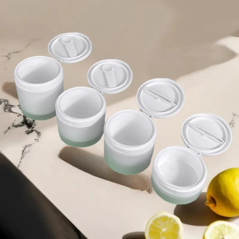 [JN] 50/120g Flip Cover With Spoon Or Tweezers Refillable Bottles Empty Pot Travel Face Cream Lotion Cosmetic Cotton Makeup Jar