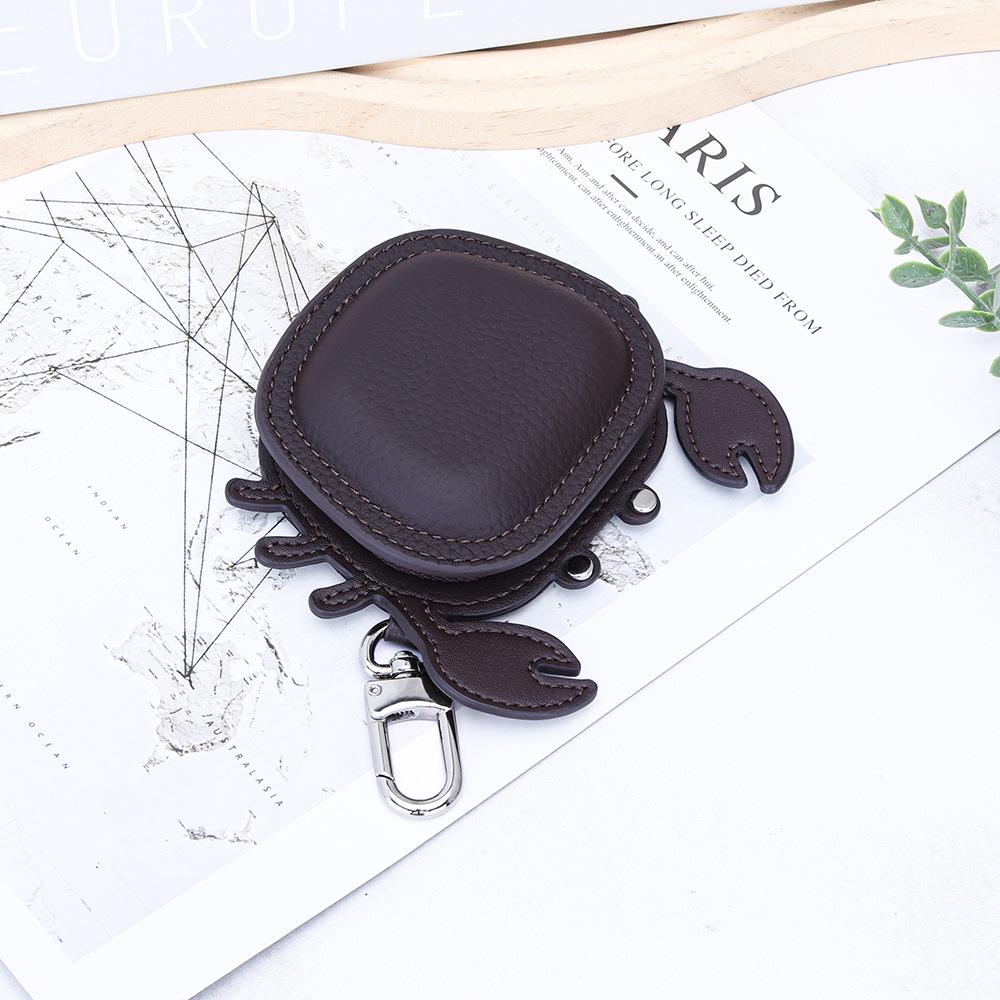 First Layer Cowhide Crab Pendant Keychain & Leather Coin Purse