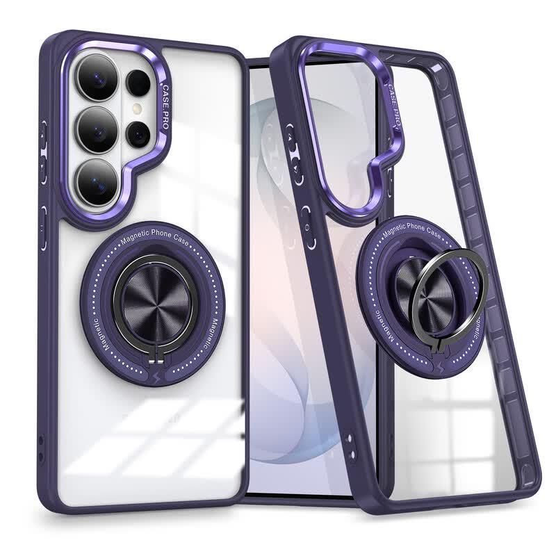 CAXITON Magnetic Ring Stand Transparent Case for Samsung S25 Plus