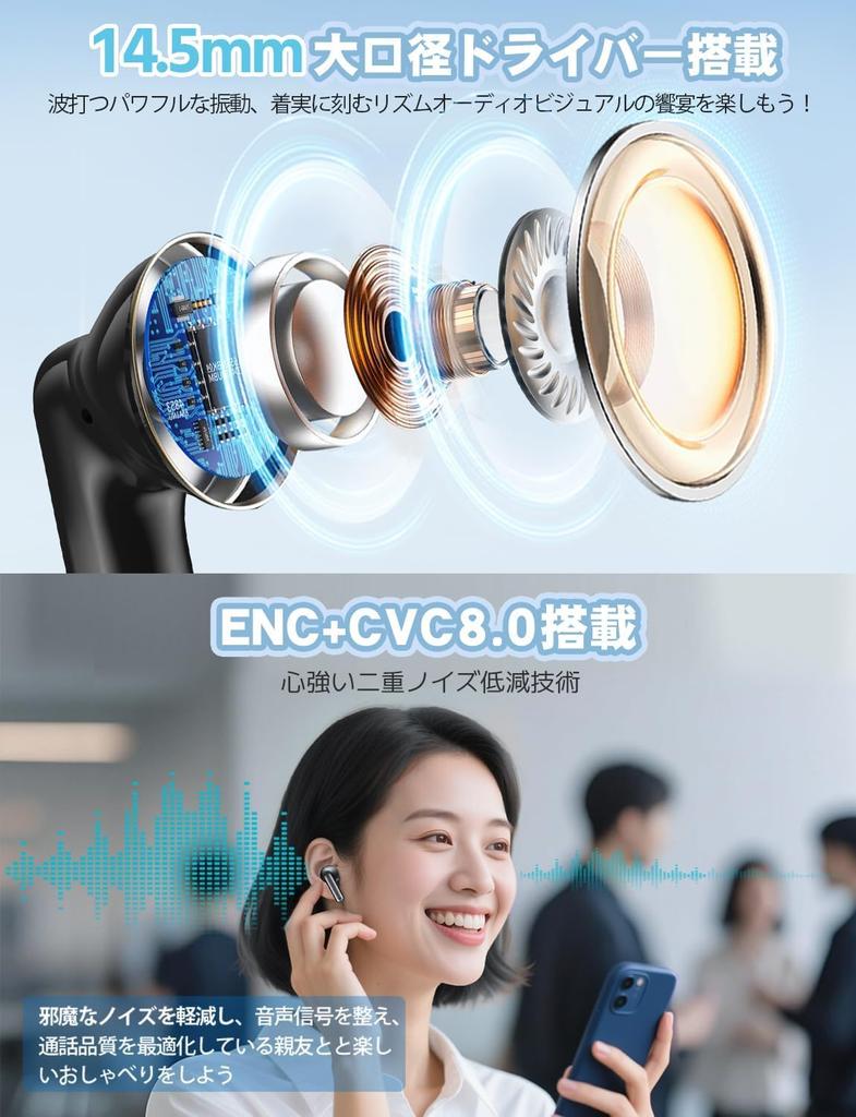 Wireless Bluetooth ENC Call Noise Low Up To 48 Hours LED Automatic Touch IPX Black Earphones, 5.3, Hi-Fi, Reduction, Latency, Playback, Display,